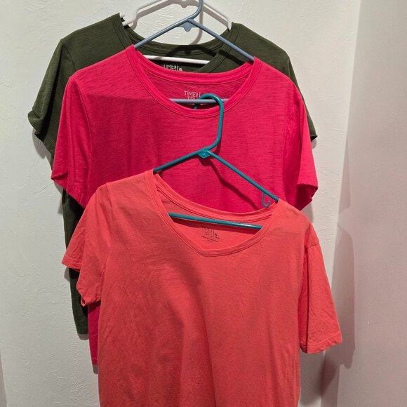 Bundle of 3 Time and Tru T-Shirts | Size L | Green, Pink & Salmon - Picture 1 of 9